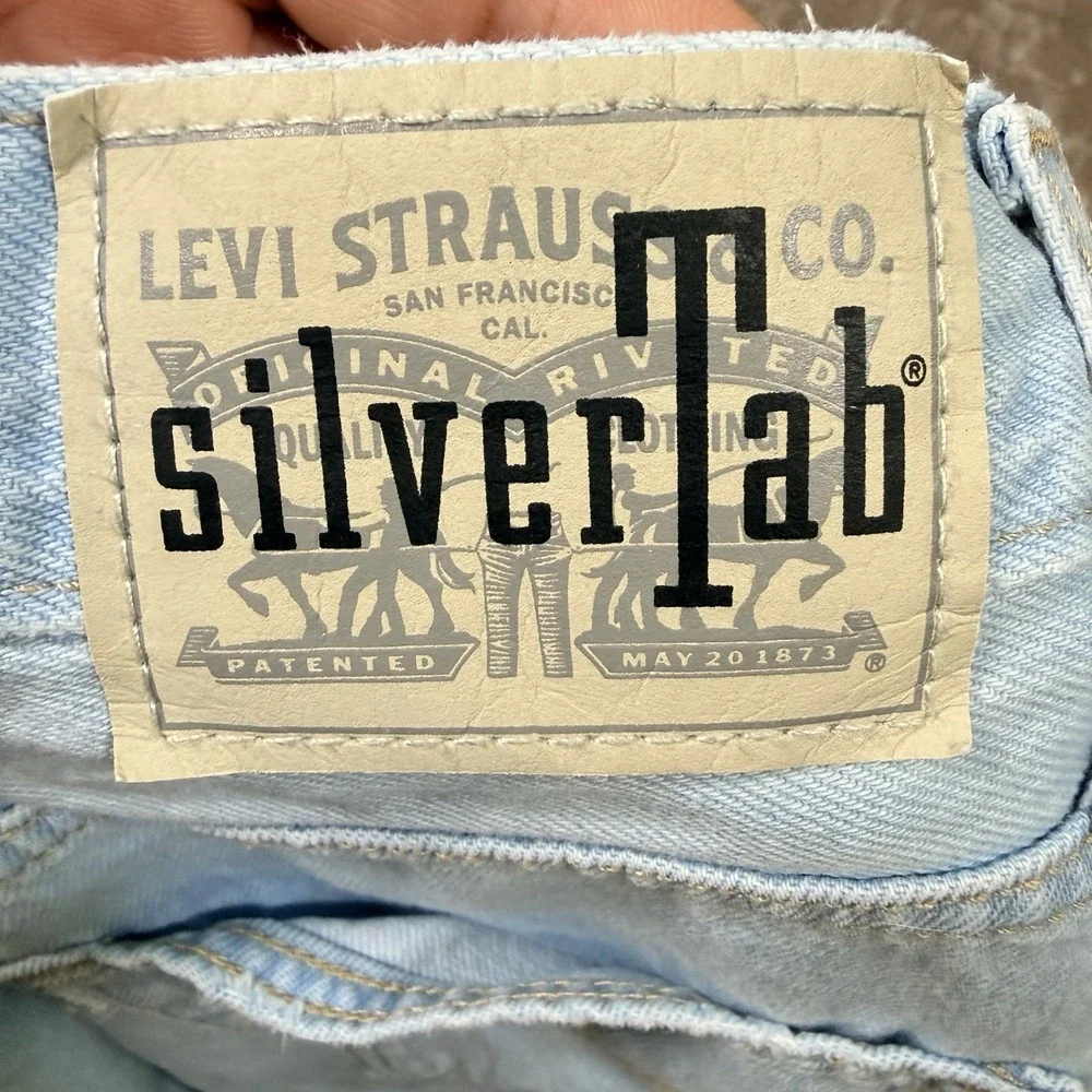 Levis Silvertab Shorts Women's 26 Baggy Mid Denim Distressed Summer